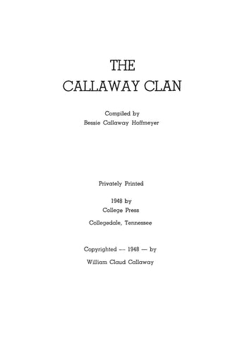Callaway Clan [of Virginia, Georgia, Tennessee] 1948
