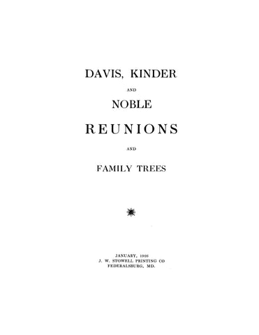 DAVIS - KINDER - NOBLE Reunions and family trees. 1926