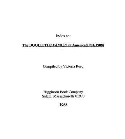 DOOLITTLE: Index to "The Doolittle Family in America" 1988