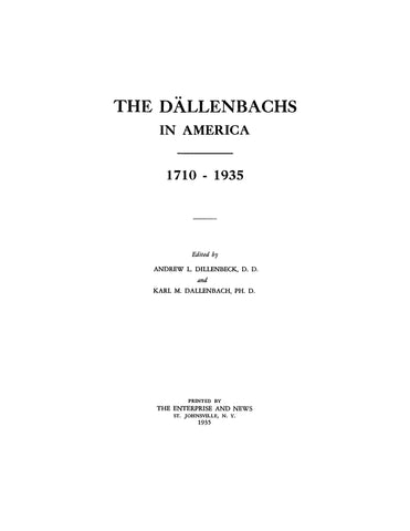 DALLENBACK: The Dallenback family in America, 1710-1935
