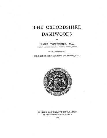 DASHWOOD: The Oxfordshire Dashwoods. 1922