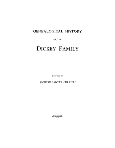 DICKEY: Genealogical history of the Dickey family 1935