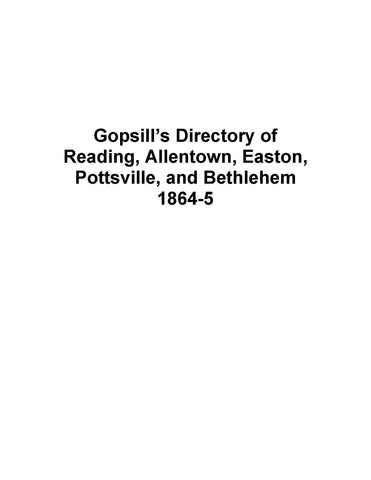 PENNSYLVANIA: Directory of Reading, Allentown, Easton, Pottsville and Bethlehem 1864-5