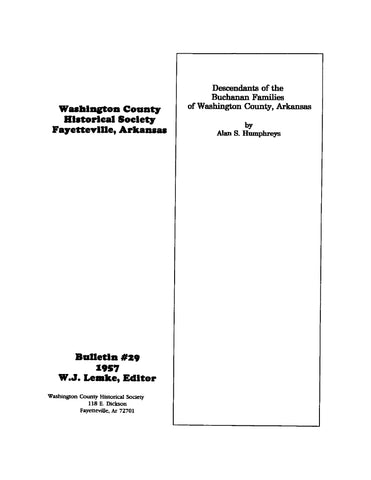 BUCHANAN: Descendants of the Buchanan Families of Washington County, Arkansas (Softcover)