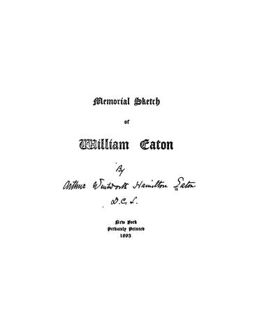 EATON: Memorial Sketch of William Eaton (Softcover)