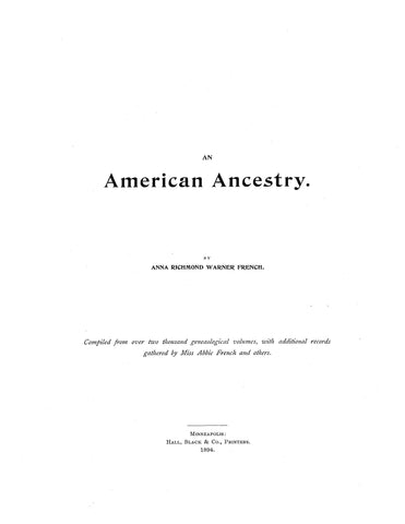 French Family: An American ancestry 1894