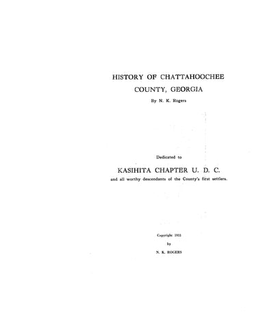 CHATTAHOOCHEE, GA: History of Chattahoochee County, Georgia