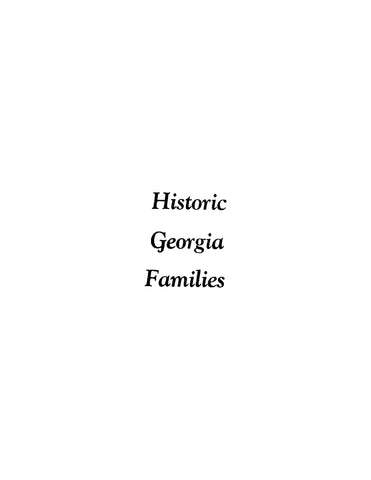 GEORGIA: Historic Georgia Families