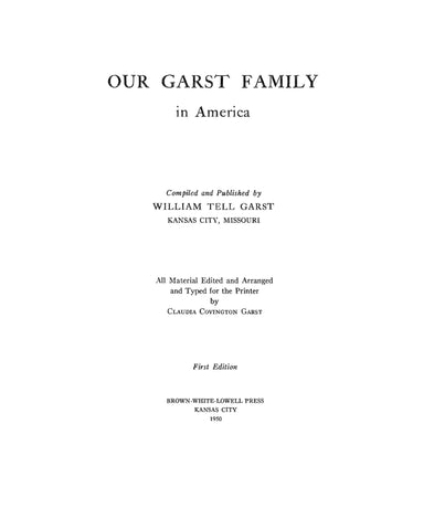 GARST: Our Garst family in America 1950