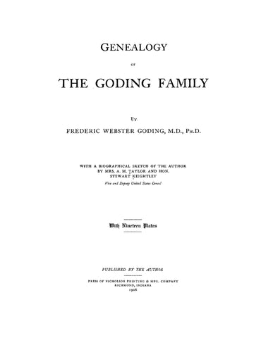 GODING: Genealogy of the Goding Family. 1906