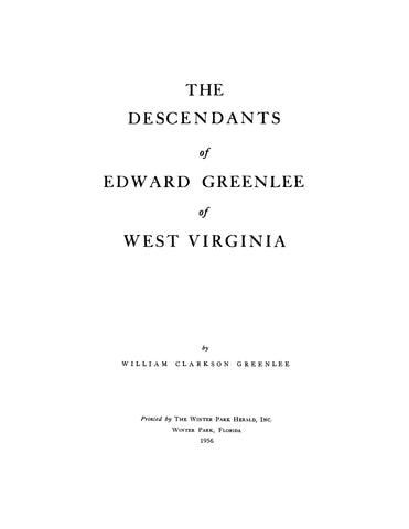 GREENLEE: Descendants of Edward Greenlee of West Virginia 1956