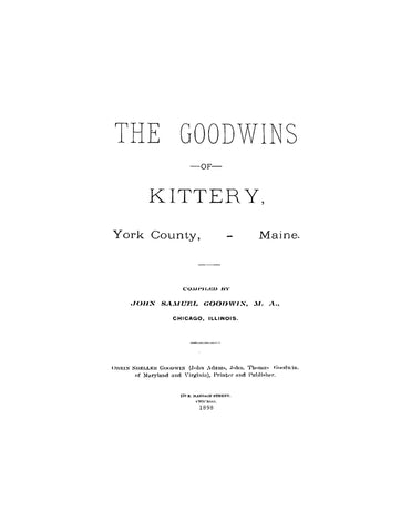 GOODWIN: The Goodwins of Kittery, York County, Maine 1898