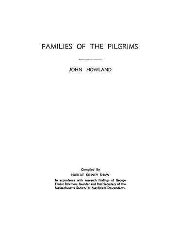 HOWLAND: Families of the Pilgrims - John Howland (Softcover)