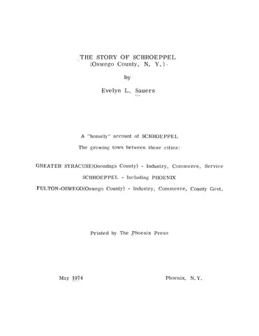 SCHROEPPEL, NY: The Story of Schroeppel (Oswego County, NY) (Softcover)
