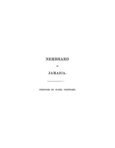 NEMBHARD: Nembhard of Jamaica (Softcover)