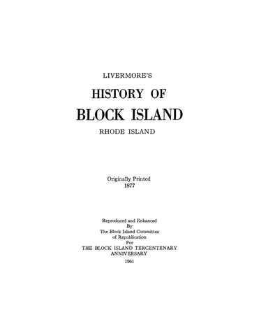 BLOCK ISLAND, RI: Livermore's History of Block Island, Rhode Island