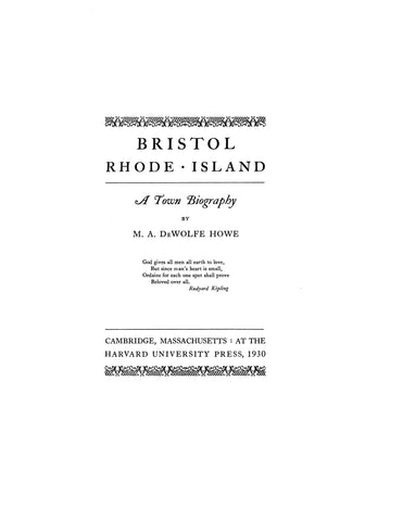 BRISTOL, RI: Bristol, Rhode Island: A Town Biography