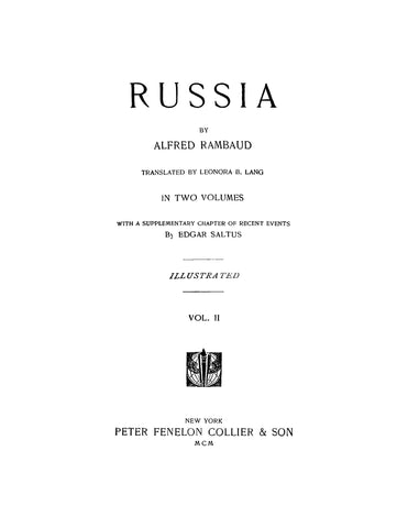 RUSSIA: History of Russia, 1900, Volume 2