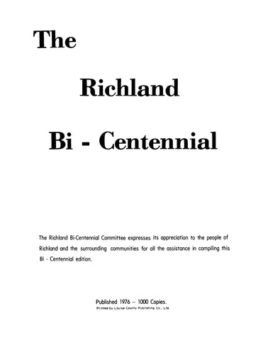 RICHLAND, WI: The Richland Bi-Centennial: History of Richland County, Wisconsin