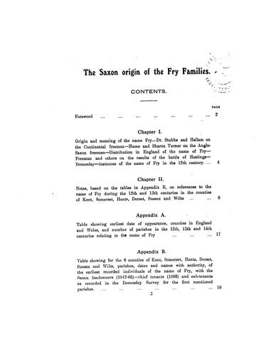 FRY: The Saxon origin of the Fry Families 1928