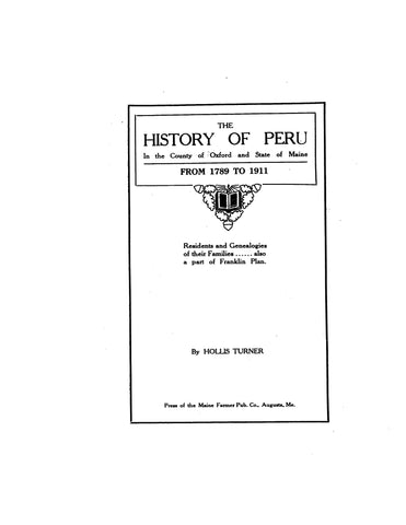 GAMMON FAMILY : EXTRACTED FROM PERU, ME: HISTORY OF PERU, in the County of Oxford, from 1789 to 1911.  With residents and genealogies of the families. 1911