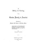 GROVES: A History and Genealogy of the Groves Family in America, Descendants of Nicholas La Groves of Beverly, Massachusetts. 1915