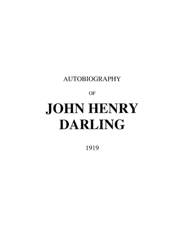 DARLING: Autobiography of John Henry Darling (Softcover) 1919