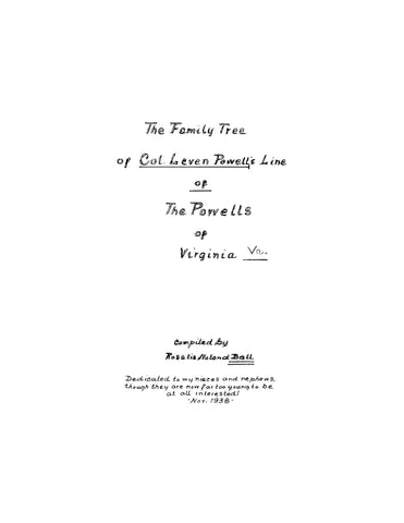 POWELL: The Family Tree of Col Leven Powell's Line of the Powells of Virginia (Softcover)