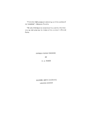 POWELL: Powell Family Records (Softcover)