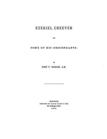CHEEVER: Ezekiel Cheever and Some of His Descendants 1879