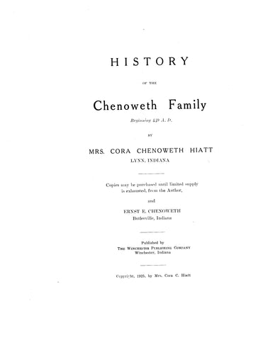 CHENOWETH: History of the Chenoweth Family, Beginning 449 a.d.
