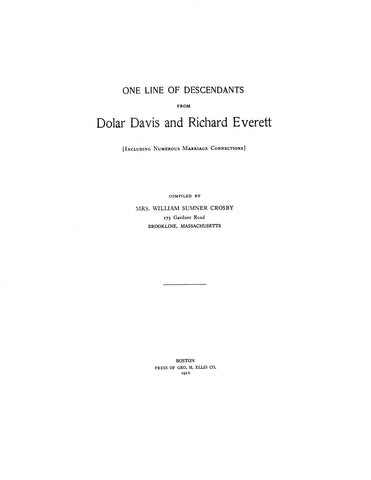 DAVIS-EVERETT: One line of descendants from Dolor Davis and Richard Everett 1911
