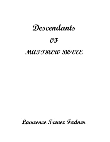 BOVEE: DESCENDANTS OF MATTHEW BOVEE