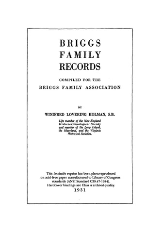 BRIGGS FAMILY RECORDS