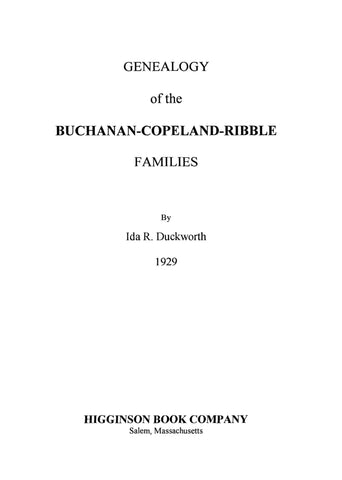 BUCHANAN - COPELAND - RIBBLE Genealogy. 1929