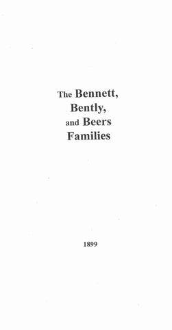 BENNETT - BENTLY - BEERS Families of New York