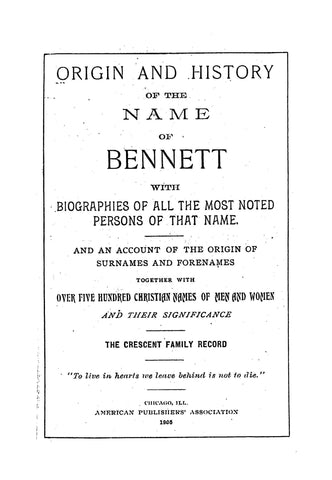 Bennett: Origin & History of the Name Bennett