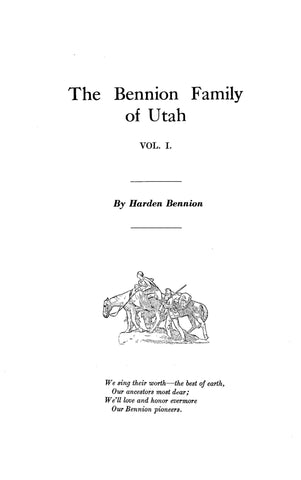 Bennion Family of Utah, Vol. I