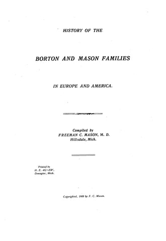 BORTON: History of the Borton and Mason families in Europe and America