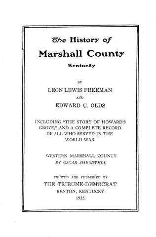 MARSHALL, KY:  HISTORY OF MARSHALL COUNTY