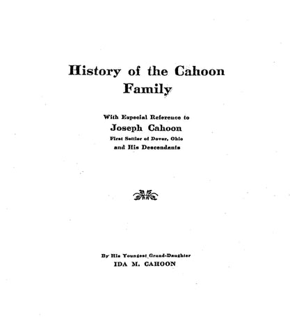 CAHOON: History of the Cahoon Family ?1910?