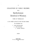 BARTHOLOMEW: Collection of Family Records from Bartholomew, Botsford & Winston Lines of Genealogy