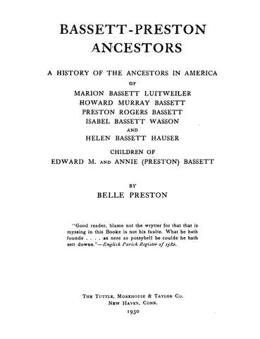 BASSETT: Edward M. & Annie Preston Bassett