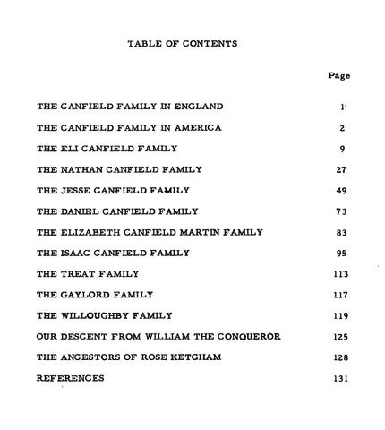 CANFIELD: Our Canfield Ancestors and Some Related Families 1956