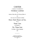 CARTER: Genealogy of the Descendants of Thomas Carter of Massachusetts and Connecticut. 1909