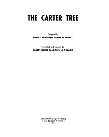 CARTER: The Carter Tree, Tabulated & Indexed 1951