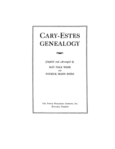 CARY - ESTES Genealogy 1939