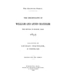 CHANDLER Family, Descendants of William and Annis Chandler Who Settled in Roxbury, Massachusetts,  1637 1883