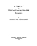 CHAPMAN: A History of Chapman and Alexander Families 1946
