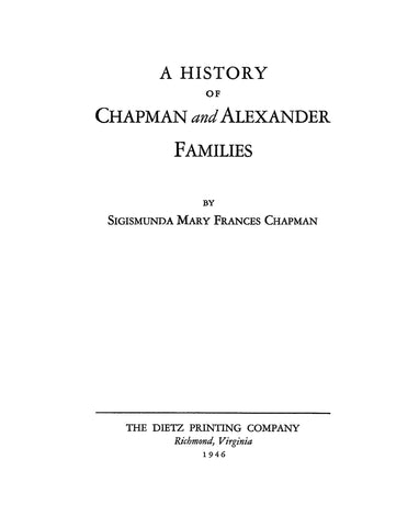 CHAPMAN: A History of Chapman and Alexander Families 1946